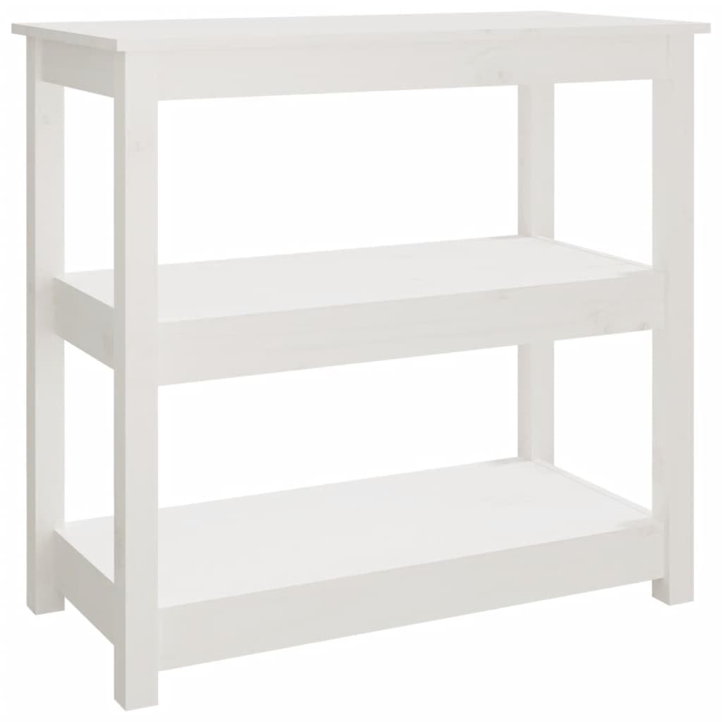 Consola clásica de madera de pino maciza con 3 estantes, versátil como mesa de pasillo o mesa auxiliar para almacenamiento y aspecto rústico