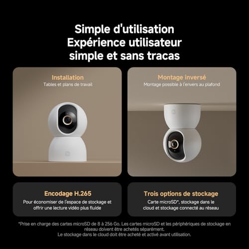 XIAOMI C500 Caméra de Surveillance Intérieure 3.5K UHD WiFi 2.4/5GHz, Suivi IA, Volet Optique, Vision 360°, Vision Nocturne Couleur, Audio Bidirectionnel, Compatible Alexa et Google