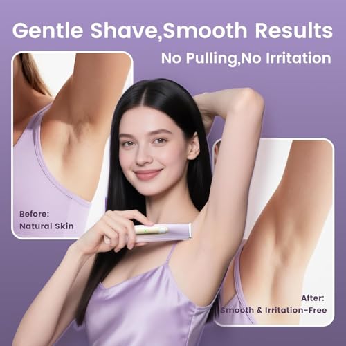 Lmpil Bikini Trimmer for Women, 2-in-1 Electric Razor with Dual Heads, Ceramic Blade, Waterproof & Rechargeable, Painless Pubic Hair Shaver for Bikini, Underarm, Legs, Face — PinkPurple — view 4