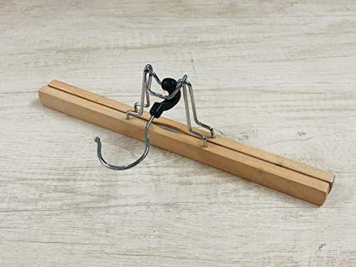 WENKO Hosen-Klemmbügel im 3er Set, platzsparender Kleiderbügel für Hosen, aus Holz, Länge: 25 cm, naturfarben