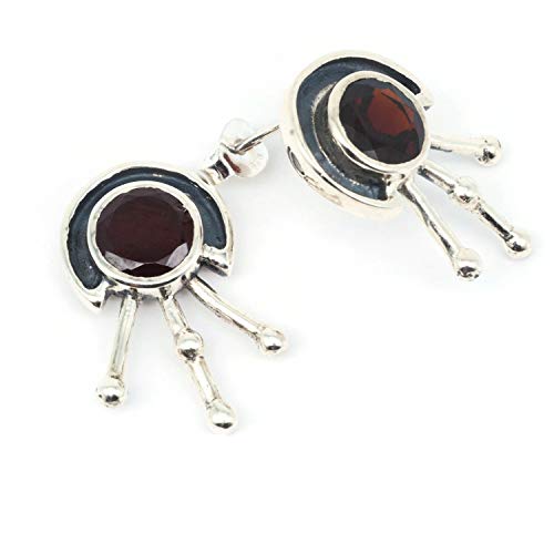 Preisvergleich Produktbild Granat Ohrstecker 925 Silber Sterlingsilber Ohrringe rot (KLE-OS-015)