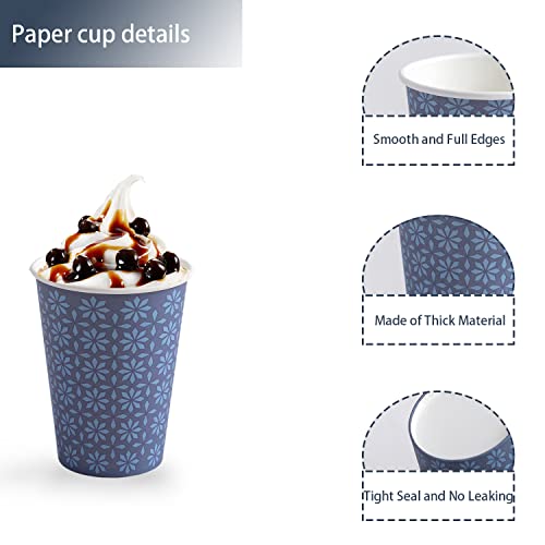 Clawsoff 240 Pack 12 oz Disposable Paper Cups, Hot/Cold Beverage Paper Drinking Cups, Navy Floral Paper Coffee Cups 12 oz for Home-use, Office, Restaurant and Events - Thumbnail 3