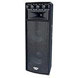 Portable Cabinet PA Speaker System - 1600 Watt Outdoor Sound System Vehicle Stereo Speakers w/ Dual 12' Woofers, 3.4' Piezo Tweeters, 5'x12' Super Horn Midrange, Crossover Network - PylePro PADH212