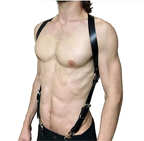 WMJL Ceinture De Harnais De Poitrine en Cuir pour Hommes Boucles Réglables Sangles D'anneau Costume De Tenue De Club Cover