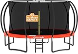 JUMPZYLLA Trampoline Outdoor 8FT 10FT 12FT 14FT 15FT 16FT with Enclosure and Ladder, ASTM Approved Recreational Trampoline for Kids and Adults, Anti-Rust Coated Frame
