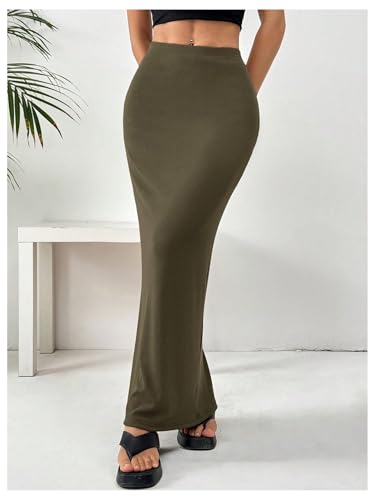 Image of GORGLITTER Women's Trendy Pencil Long Maxi Skirts High Waisted Skirt