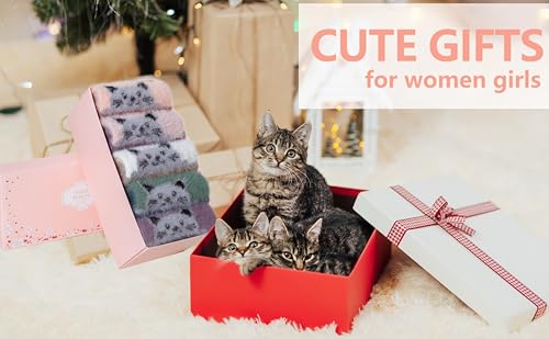 Image of SISOSOCK 5 Pairs Fuzzy Soft Cozy Comfy Socks Warm Birthday Gifts for Women