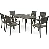 Bauer Outdoor 6-Seater Rectangular Acacia Wood Dining Set, Teak Finish