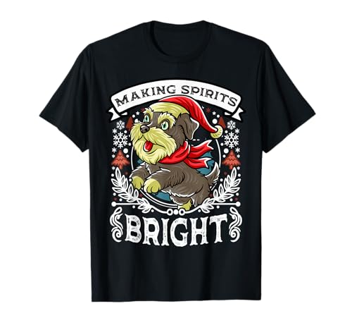 Miniatura Schnauzer Spirits Bright Christmas Dog Camiseta