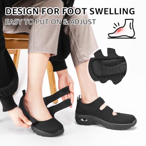STQ Womens Walking Shoes Non Slip Orthopedic Shoes Adjustable Diabetic Shoes Comfort Mary Jane Shoe2
