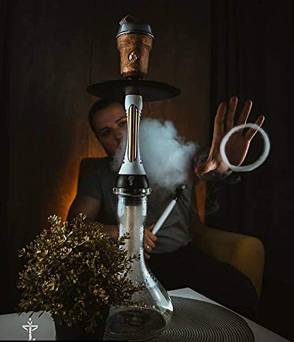 X-xyA Shisha Set Luxuxlegierung Glas Huka mit dem Silikon-Schlauch, Red Clay Bowl und Kohle Clip,Schwarz – Bild 5