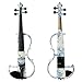Kinglos 4/4 White Blue Flowers Colored Solid Wood Advanced Electric/Silent Violin Kit with Ebony Fittings Full Size (DSG1201)