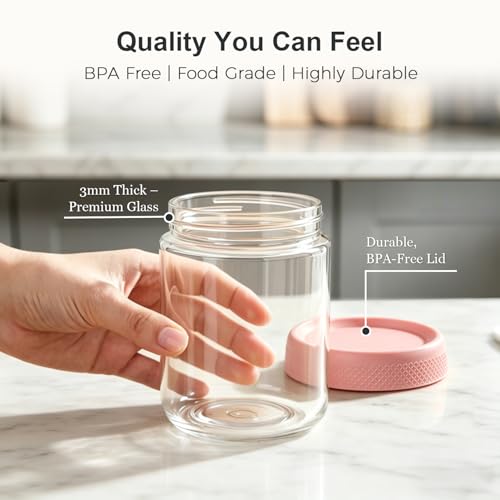 ComSaf 16oz Glass Overnight Oats Jar Container with Plastic Lid 6 Pack by ComSaf - Used condition - Image 7