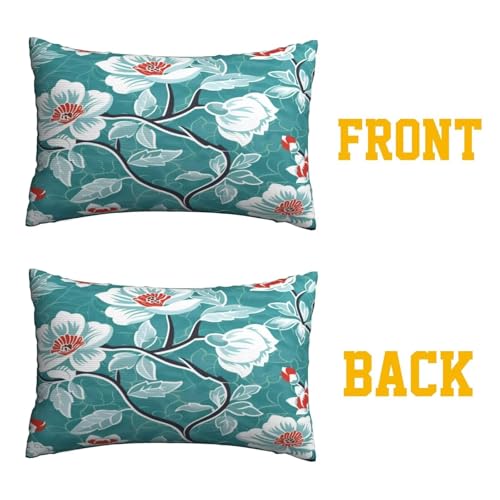 Housse coussin 60x80 cm gris vert fleur rectangulaire lot de 2 - 3