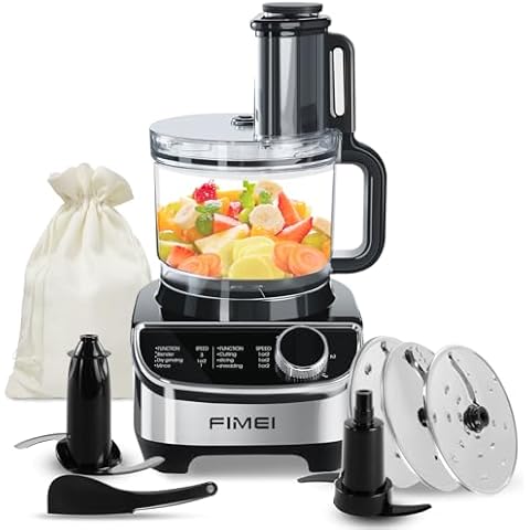 FIMEI 12-Cup Food Processor with Stainless Steel Blades - Food Processors Best Rated 2024 Perfect for Chopping, Slicing, and Pureeing, 600W Motor Cover