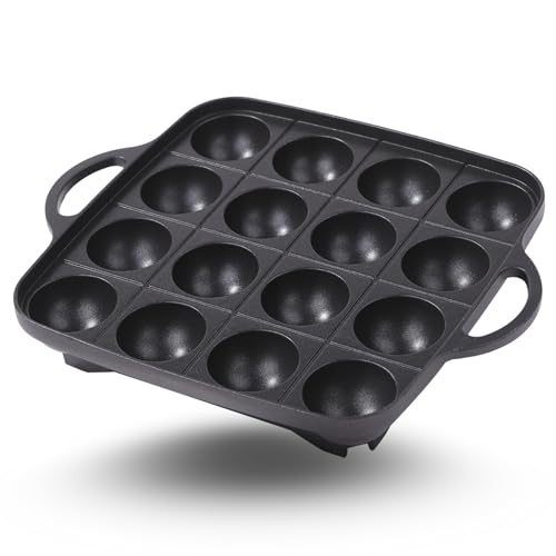 EdoEats 16-Hole Nonstick Cast Aluminum Takoyaki Pan for Gas Stoves