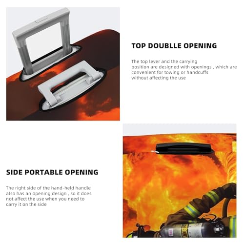 Luggage Cover Protector Washable Stretch Suitcase Protector Firefighter Fireman Flame Suitcase Cover Anti-Scratch Travel Baggage Covers Fits 18-32 Inch Luggage Protectors, Large, Black4