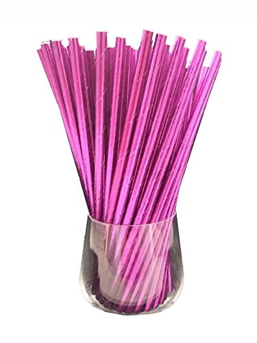 Cannucce di carta, cannucce di carta, biologiche, per uso alimentare, ecologiche, cannucce usa e getta, 120 pezzi (Lila metallic)