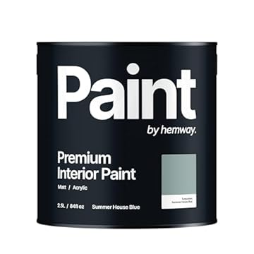 Hemway Summer House Blue - 2.5 Litre - Paint Premium Interior Indoor Matt British-Made Eco Acrylic Emulsion - Matt Finish, Low VOC, Interior Wall, Ceiling, Kitchen, Bathroom, Bedroom & Door