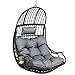 YITAHOME Hängesessel Eierschaukel 150 kg Belastbarkeit, Rattan Schaukelsessel mit Kissen & Getränkehalter, Hängekorbstuhl für Garten, Terrasse, Balkon, Wohnzimmer, Grau
