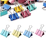 MUUZLL 30 Stück Foldback Klammern, Farbig Büroklammern, Klammern & Ringe, 15 mm (Mehrfarbig)