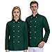 Chef Coat Lightweight Chef Jackets Button Down Crewneck Long Sleeve Baggy Loose Comfort Plain Camisa De Chef para Hombre Custom Fashion Cook Vintage Green