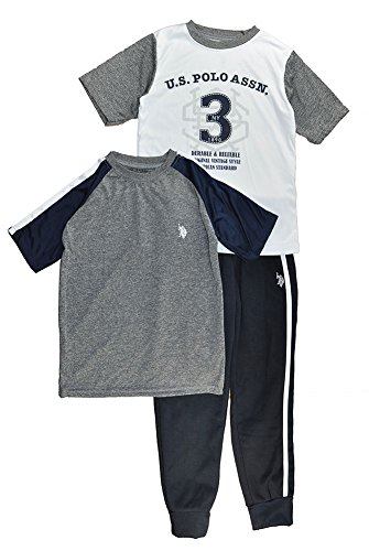 US Polo Assn Big Boys White Top 3pc Sweat Suit Set