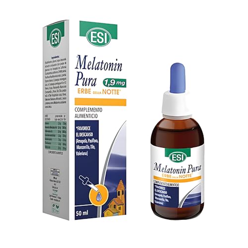 ESI Melatonina Plus Erbe della Notte 1,9 mg (50 ml) - Complemento Alimenticio Natural para el Sueño con Amapola, Pasiflora y Más - Sin Alcohol/Gluten - Ayuda Contra el Jet Lag (50 ml (Paquete de 1))