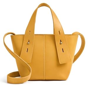 S-ZONE Leather Crossbody Bags for Women Mini Tote Purses Small Satchel Top-Handle Handbags with Adjustable Strap