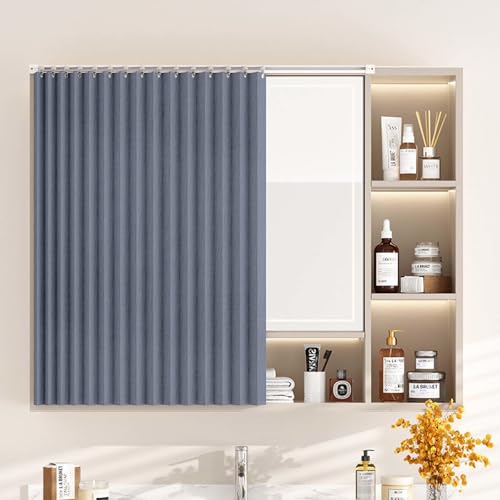 Cortinas de baño debajo del fregadero, persianas de ventana de cocina, persianas de privacidad sin taladrar, 3 pulgadas de ancho x 65 cm de alto, cortinas de interior con bloqueo de luz, decoración