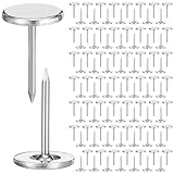 Quilax 100 Stück Silber Polsternägel,Schwerlast Reißnägel,11x17mm Vintage Möbel Nägel,Flache Stecknadeln für Pinnwand,Reißzwecken Silber,für Wand Hängende Fotos Heim Möbel Sofa Handwerk Büro DIY Deko