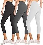 3 Pack Capri Leggings for Women Butt Lift-High Waisted Tummy Control Black Workout Yoga Pants (3...