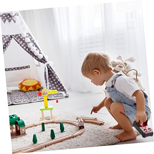 ifundom 1 Conjunto pingente de brinquedo ferroviário de madeira brinquedo caminhão guindaste Brinque