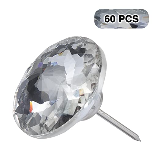 Kyrio 60 Stück Diamant-Kristall-Polsternägel, dekorative Reißnägel, Möbelnägel, Diamant-Pinnnadeln für Möbel, Sofa, Kopfteile, Korkplatte (20 mm, Bauhinia)