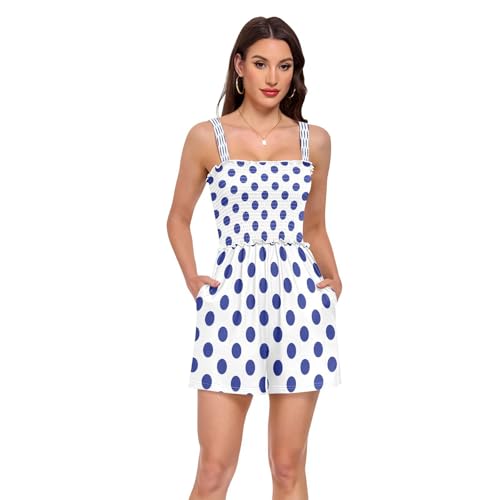 Barboteuse pour femmes vacances plage short combinaisons mignons pois bleu motif décontracté