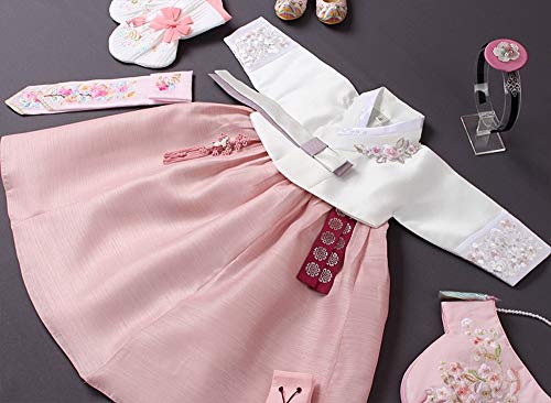 Girl Baby Hanbok Korea Traditional Dress First Birthday Party Clothing 1 Age Ivory Jacket Peach Skirt Total 10 Items Jsm29 #TOP6