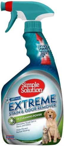 Simple Solution Extreme Pet Stain and Odor Remover | Enzymatic Cleaner with 3X Pro-Bacteria Cleaning Power | Spring Breeze, 32 Ounces