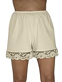 Underworks Pettipants Cotton Knit Culotte Slip Bloomers Split Skirt 4-inch Inseam Large-Beige
