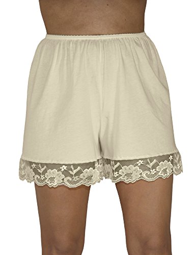 Underworks Pettipants Cotton Knit Culotte Slip Bloomers Split Skirt 4-Inch Inseam Large-Beige #TOP20