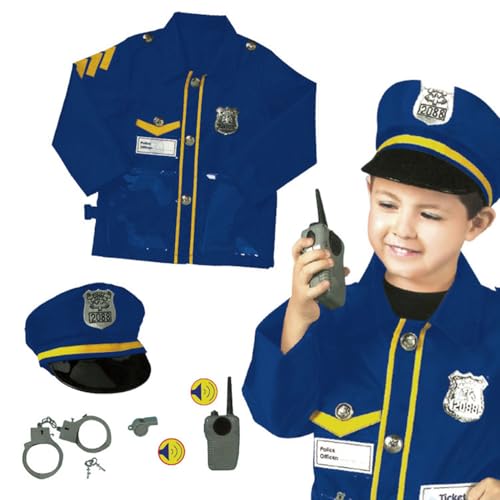 Police Costume for Kids Policeman Costume for Boys Police Officer Costume Police Dress Includes Shirt Hat for Dress Up Party Role-playing Idea Gift for Boy and Girls Ages 3-7 Years Birthday Gift