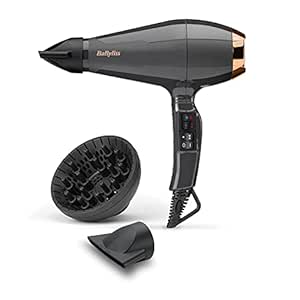 BaByliss Italian Air Pro Föhn mit Diffusor – Hergestellt in Italien, 2200W Hochleistungs-Haarföhn, Ionen Anti-Frizz-Technologie, 2 Temperatur- und 2 Geschwindigkeitsstufen, Schwarz, 6719DE