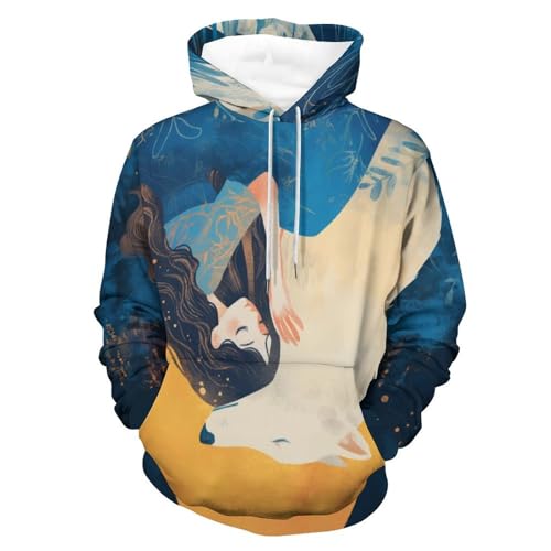 Sweat à capuche loup hoodie manches longues sweatshirt pullover homme femme S