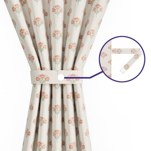 Image of Wakefit Printed Blackout Long Door Curtains 9 Feet | Set of 1 | Upto 99% Room Darkening | Double Layered Fabric | Thermal Insulated & Noise Reducing Curtains for Living Room| Petaltip Beige