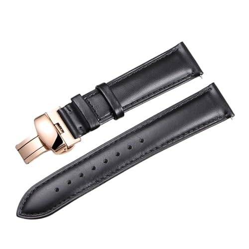 [JLIGONAFP] Quick Release Smooth Genuine Calfskin Leather Watchband 14/18/20/ 22mm Straps With Solid Butterfly Buckle Business(B