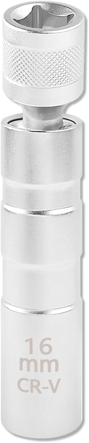 16mm 5/8" Spark Plug Socket Set,Thin Walled Magnetic Spark Plug Socket,Car Accessories Universal Joint 3/8" Drive 12 Point Swivel Socket Removal Tool,Compatible with Motorcycle,Car,SUV