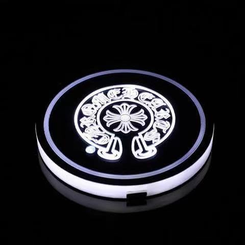 車用 LEDコースター LEDライトマットパッド セダン ハッチバック 自動車 コンパクト ミニバン スポーツカー ワゴン SUV スポーツ GR/GR SPORT 軽トラック 光る 明るさセンサー 自動点灯消灯 イルミネーション 丸型 2個セット (クロ