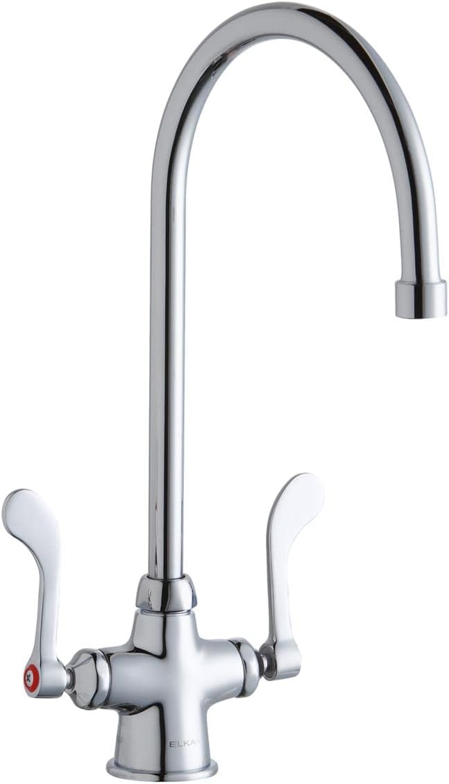 LK500GN08T4 Single Hole Concealed Deck Faucet with 8" Gooseneck Spout and 4" Wristblade Handles, Chrome
