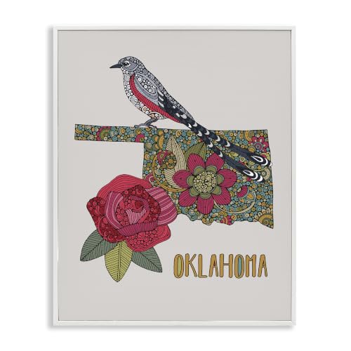 Oklahoma State Bird Flower Floral, 16 x 20 Inch Framed Giclée Print