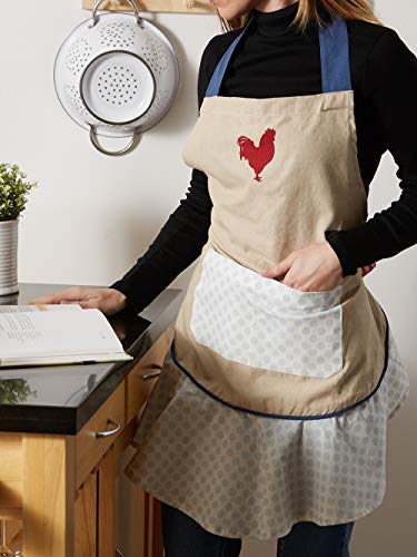 Dii Women's Spring & Summer Apron Collection Adjustable, Two Large Pockets & Extra Long Ties, One Size Fits Most, Red Rooster #TOP7