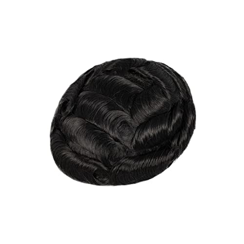 Amiable Toupee for Men Human Hair Full French Lace Man's Hair Replacement Systems Soft Bleached Frontal natural looking hair patch for men,6 * 8 Inche #1